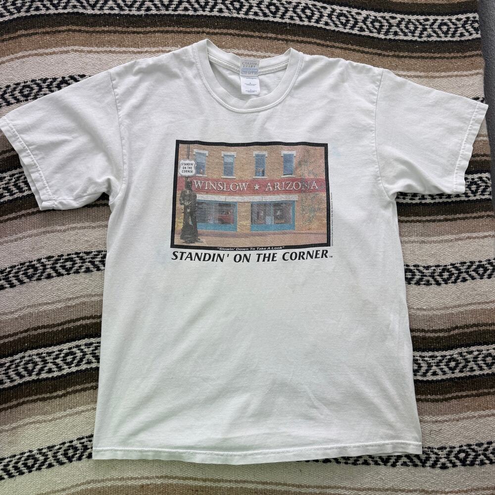 Vintage 90's Winslow Arizona Standin' On the Corner White Shop Tee Shirt Sz L
